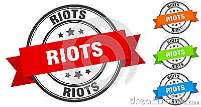 riots stamp. round band sign set. label Vector Illustration