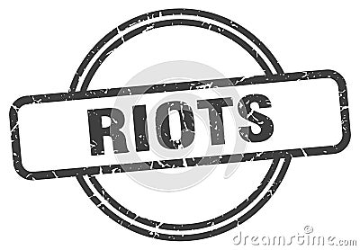 riots stamp. riots round vintage grunge label. Vector Illustration