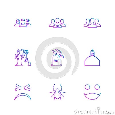 rip , spider ,groups , halloween , rip , graveyard , horror , eps icons set vector Vector Illustration