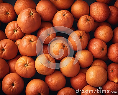 Ripe appetizing grapefruit fruits in an overflowing basket, AI Stock Photo