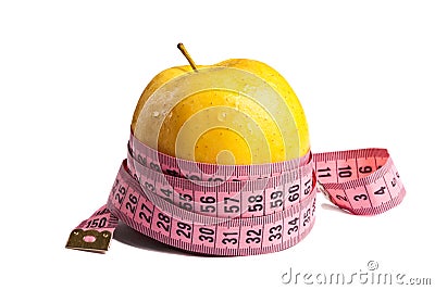 Ripe apple wrapped rag meter Stock Photo