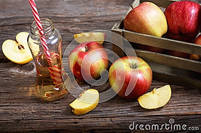 Ripe apples and apple juice Stock Photo