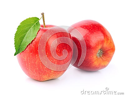 Ripe apples with leaves Stock Photo