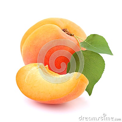 Ripe apricot with leaf Stock Photo