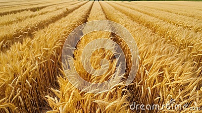 Ripe Barley Field from Above in Golden Hues Stock Photo