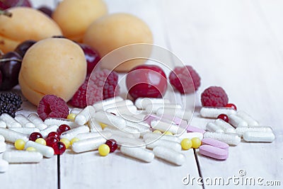 Ripe berries. Vegetarian food. Nutritional supplements. Fresh vitamin nutrition. Natural food. Detox diet. Body care Stock Photo