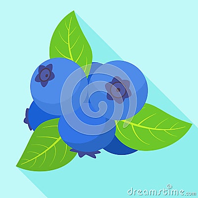 Ripe bilberry icon, flat style Vector Illustration