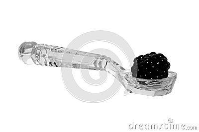 Ripe blackberry on the glass spoon Stock Photo