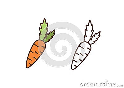 Ripe carrot linear vector icon. Raw organic food, natural farm vegetable outline illustration. Delicious vitamin juice Vector Illustration