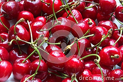 Ripe cherries on the table Stock Photo