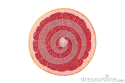 Ripe cut on half red grapefruit, on white background Stock Photo