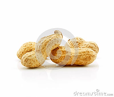 Ripe Dried Peanut Isolated on White Stock Photo