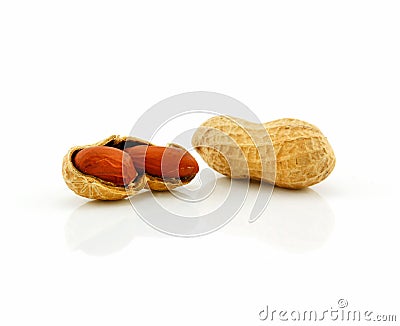 Ripe Dried Peanut Isolated on White Stock Photo
