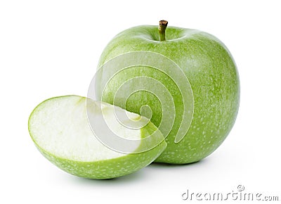 Ripe fresh green apple with section Stock Photo