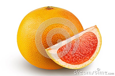 ripe grapefruit, whole and sliced Stock Photo