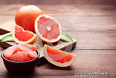 Ripe grapefruits slices Stock Photo