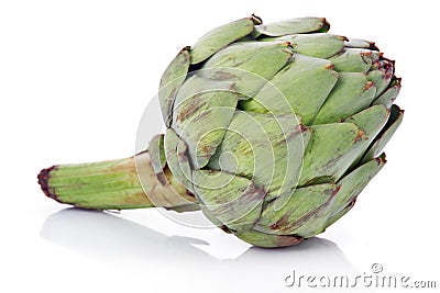 Ripe green artichoke vegetable isolated Stock Photo