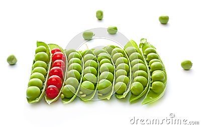 Ripe green peas and red currant Stock Photo