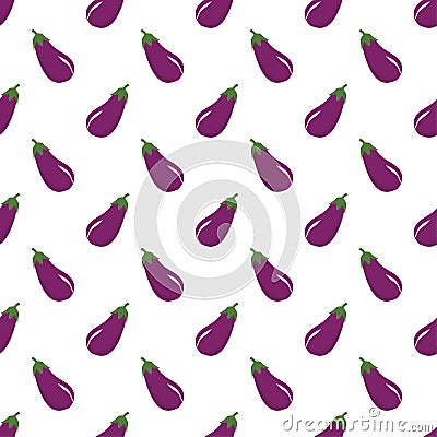 Ripe and healthy seamless patter of eggplant. hand drawn veggie illustration Vector Illustration