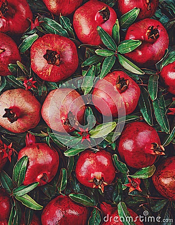 Ripe homegrown organic pomegranate fruit pattern Cartoon Illustration