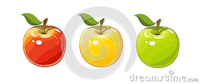 Ripe juicy apple. Set of vector illustration Vector Illustration