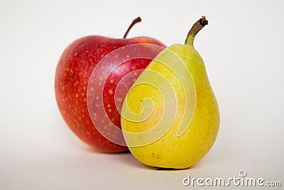 Ripe little pear with an apple Stock Photo