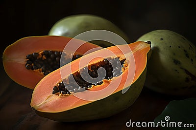 Ripe papaya fruit. Generate ai Stock Photo