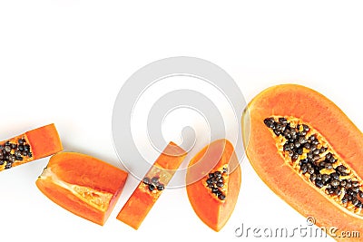 Ripe papaya is a healthy fruit. Properties as medicine. Use as a diuretic, diuretic to help heal laxative. The name is scientific Stock Photo