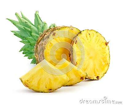 Ripe pineapple with slices Stock Photo