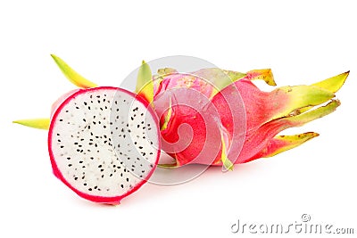 Ripe pink dragon fruit on white background Stock Photo