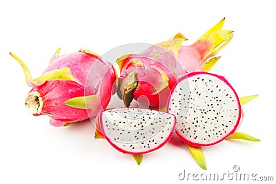 Ripe pink dragon fruit on white background Stock Photo
