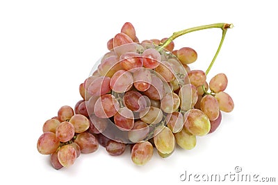 Ripe pink grapes isolated on white Stock Photo
