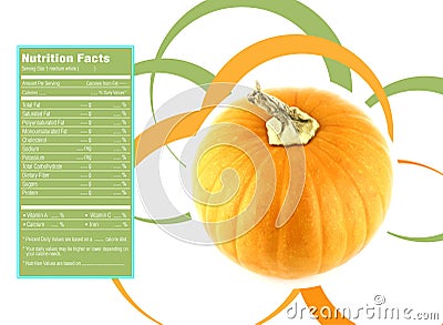 Ripe pumpkin nutrition facts Vector Illustration