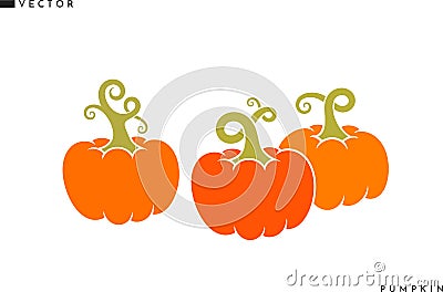 Ripe pumpkins. Isolated vegetables on white background Vector Illustration
