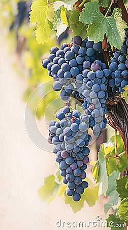 Ripe and ready clusters of Cabernet sauvignon grapes in vineyard Stock Photo