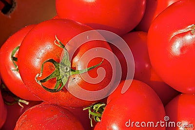 Ripe red tomatoes at the market Stock Photo