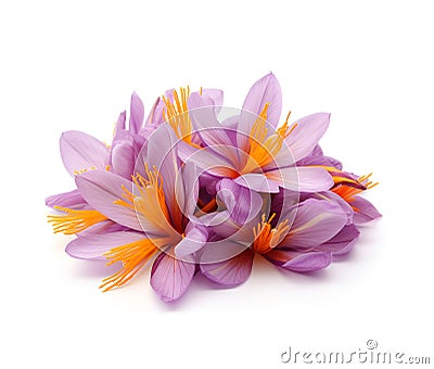 Ripe saffron flowers Stock Photo