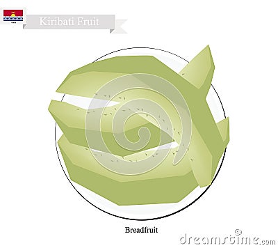 Ripe and Sweet Breadfruit, Popular Fruit in Kiribati Vector Illustration