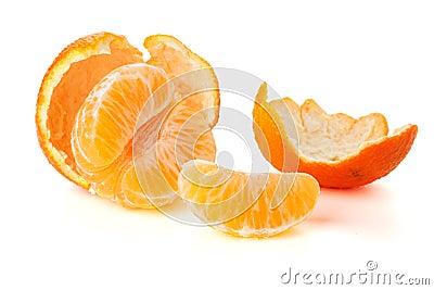 Ripe tangerines segments and rind Stock Photo