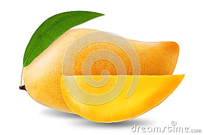Ripe Thai mango fruit on a white background Stock Photo