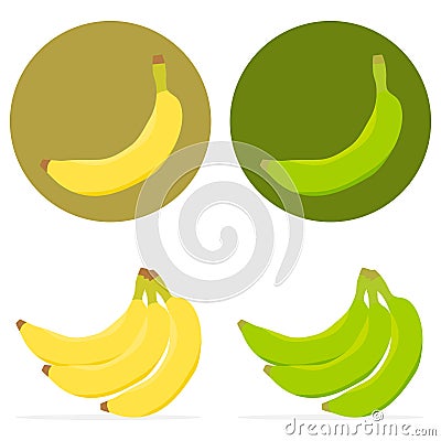 Ripe and unripe banana Vector Illustration