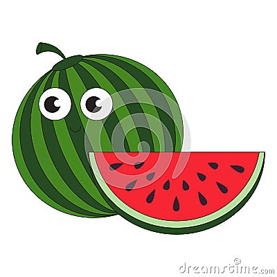 Ripe watermelon cartoon. Vector Illustration