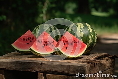 Ripe watermelons fruit. Generate Ai Stock Photo