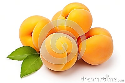 Ripe yellow apricots isolated on a white background. Stock Photo