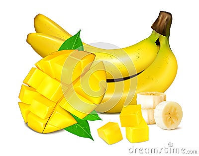 Ripe yellow bananas vector illustration Vector Illustration