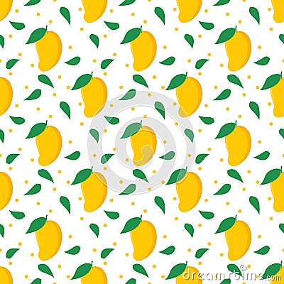 Ripened yellow mangoes pattern tile Vector Illustration