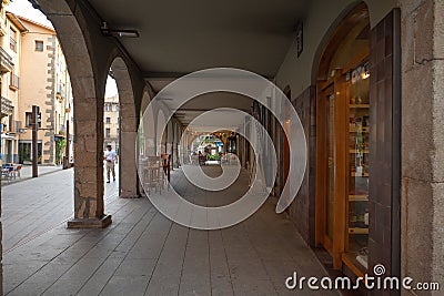 Ripoll arcades and square Editorial Stock Photo