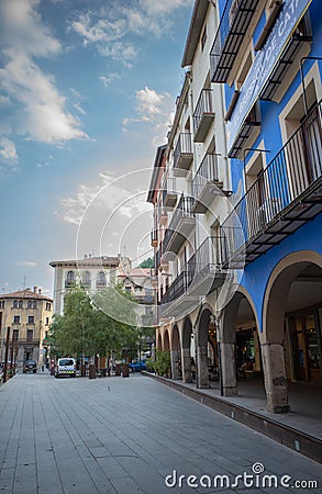 Ripoll arcades and square Editorial Stock Photo