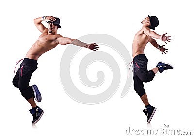 The ripped dancer isolated on the white Stock Photo