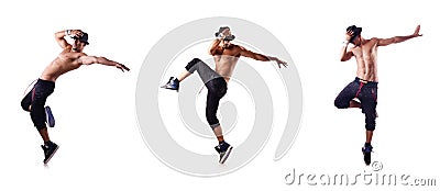 The ripped dancer isolated on the white Stock Photo